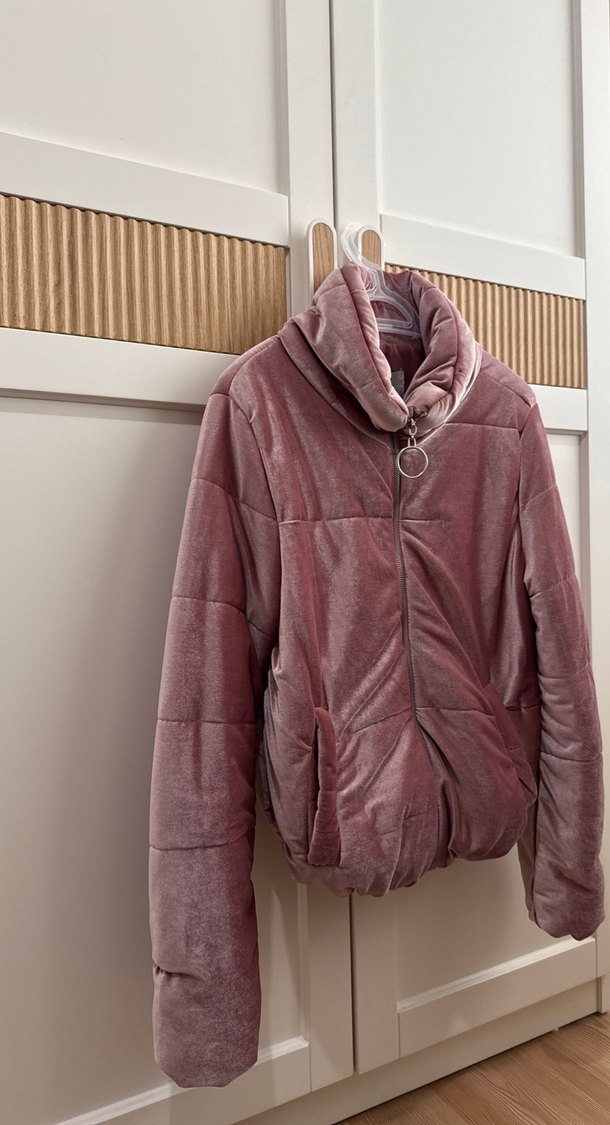 Parlak Pembe Kadın Fermuarlı Yumuşak Ceket - Görsel 4