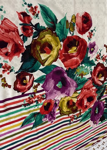 Çok Renkli Dantelli Bohem Kadın Fuları eşarbı - Görsel 2