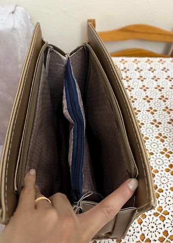 Bej Deri Kadın Omuz Çantası - Görsel 4