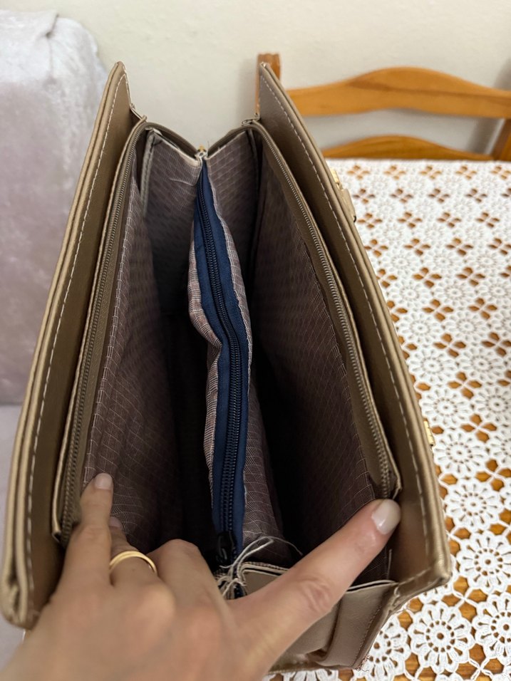 Bej Deri Kadın Omuz Çantası - Görsel 4