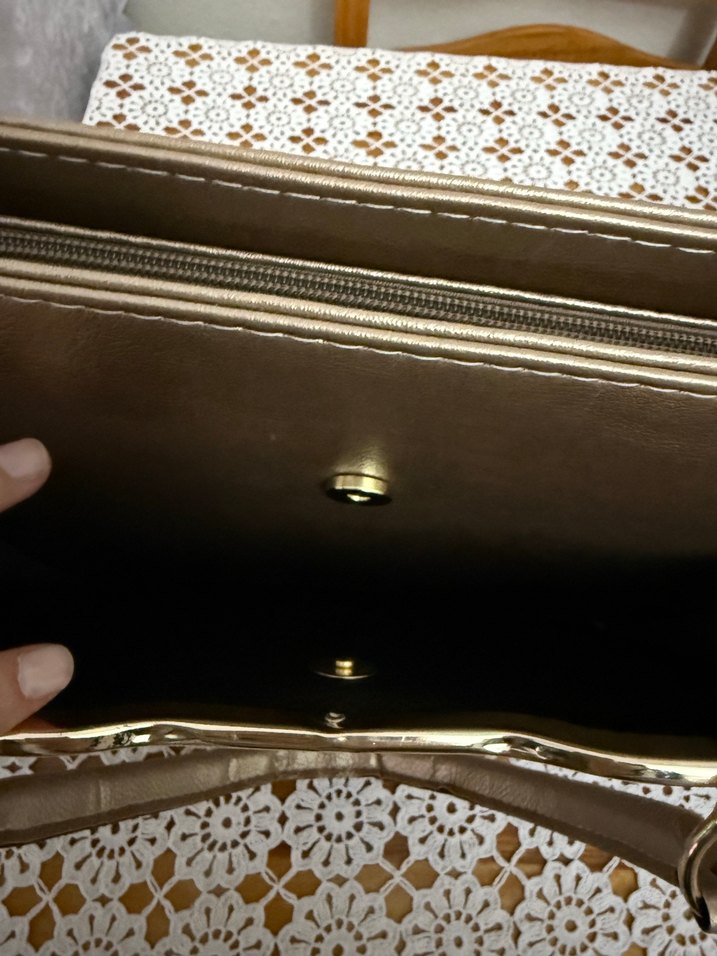 Bej Deri Kadın Omuz Çantası - Görsel 5