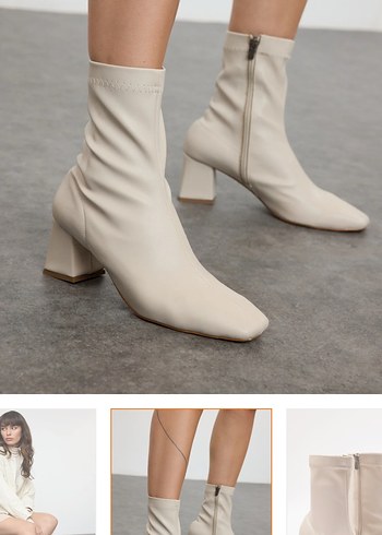 Bej Süet Kadın Topuklu Bot - Görsel 2