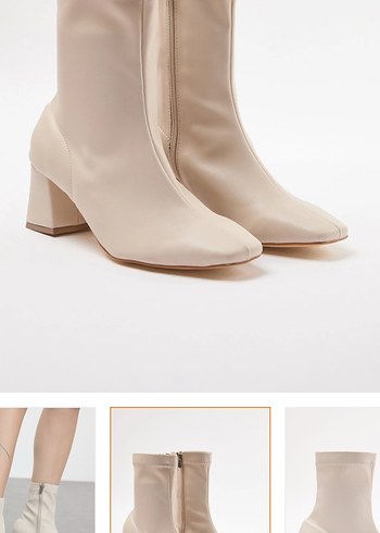 Bej Süet Kadın Topuklu Bot - Görsel 3
