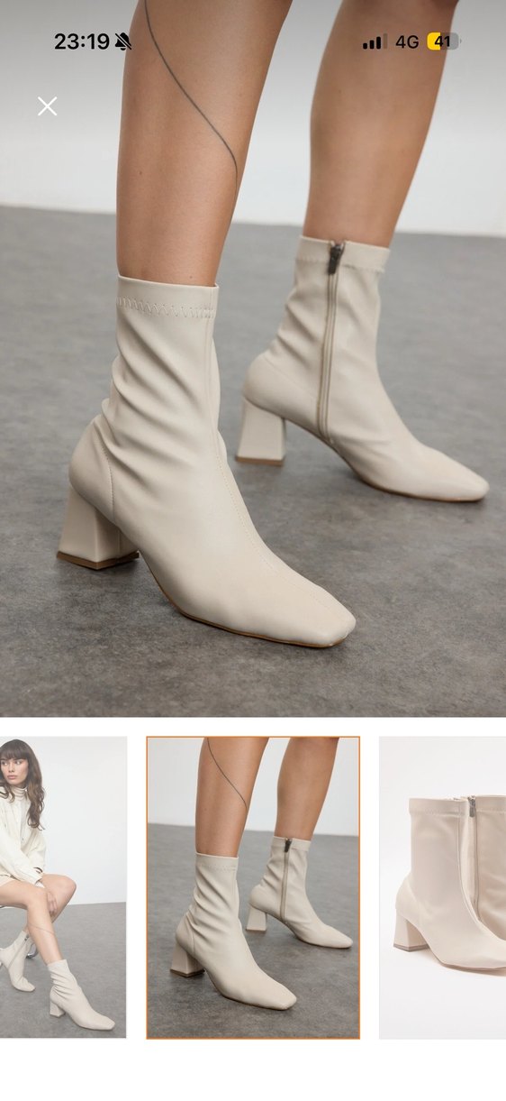 Bej Süet Kadın Topuklu Bot - Görsel 2