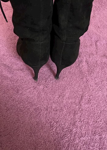 Siyah Süet Gotik Stiletto Bot - Görsel 3