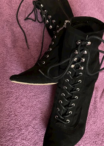 Siyah Süet Gotik Stiletto Bot - Görsel 4