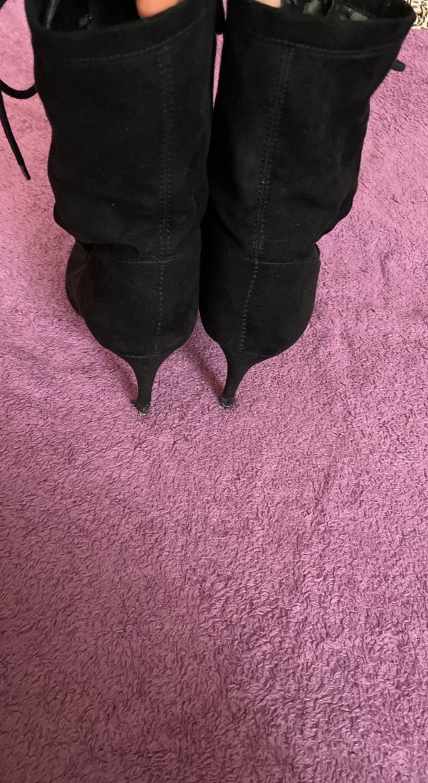 Siyah Süet Gotik Stiletto Bot - Görsel 3