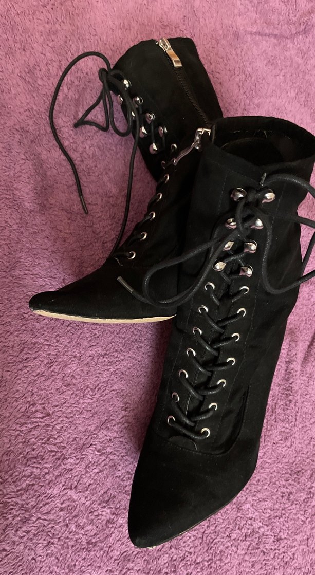 Siyah Süet Gotik Stiletto Bot - Görsel 4