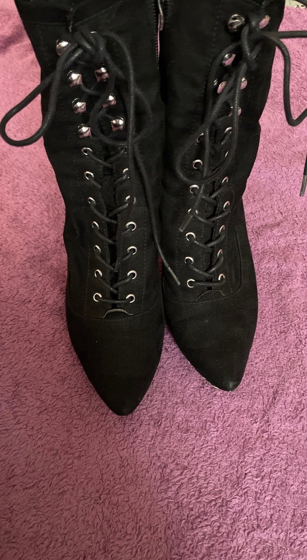 Siyah Süet Gotik Stiletto Bot - Görsel 2