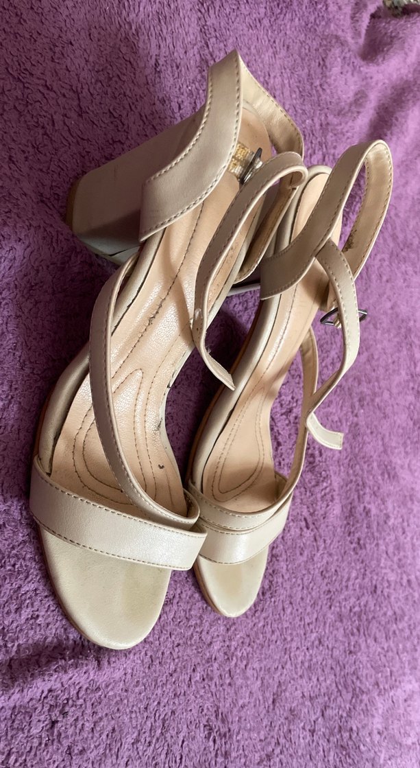 Bej Kadın kalın Topuklu Tokalı Abiye Ayakkabı - Görsel 2