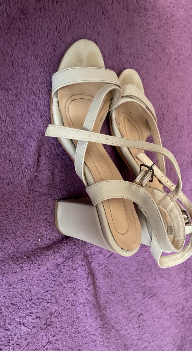 Bej Kadın kalın Topuklu Tokalı Abiye Ayakkabı - Görsel 3