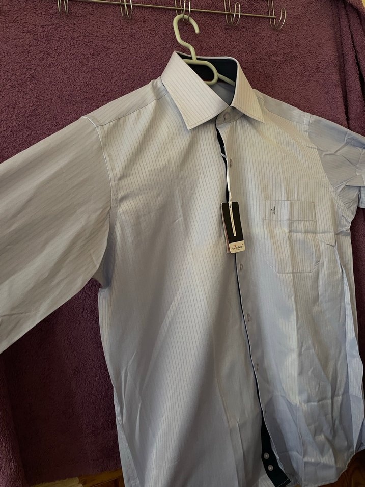 Daniel Bessi mavi Çizgili Erkek Gömlek - Görsel 5