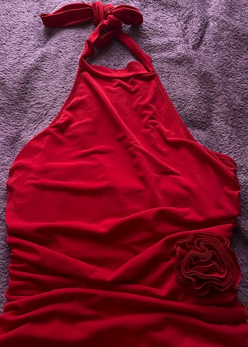 Kırmızı Drapeli Mini Elbise - Görsel 3