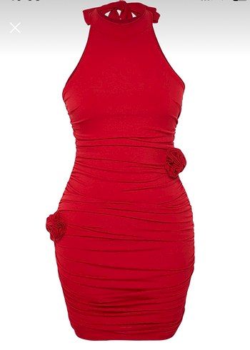 Kırmızı Drapeli Mini Elbise - Görsel 6