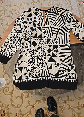 Bohem Tarz Siyah Beyaz desenli gömlek - Görsel 2