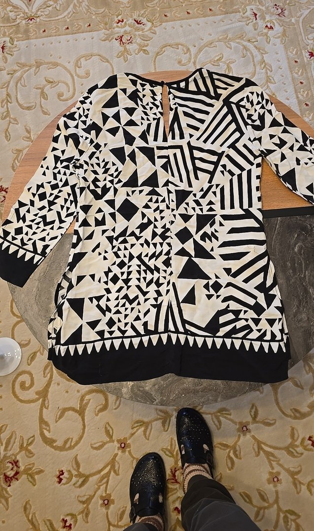 Bohem Tarz Siyah Beyaz desenli gömlek - Görsel 2