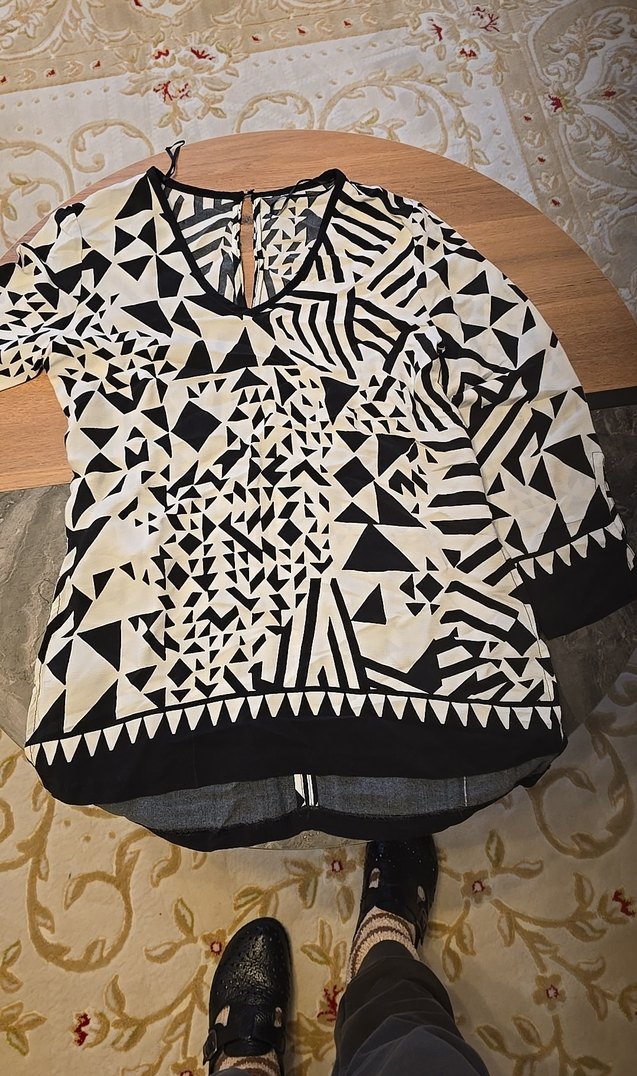 Bohem Tarz Siyah Beyaz desenli gömlek - Görsel 3