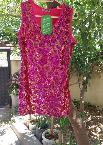 Pembe 0 Yaka Kolsuz Bohem Elbise iade yok