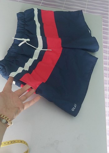Erkek kadin Mini Lacivert Elastik Bel Spor Şort