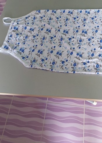 Mavi Çiçek Desenli Kız Çocuk Atlet - Görsel 6