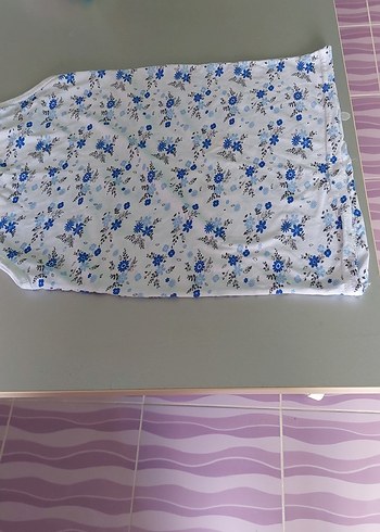 Mavi Çiçek Desenli Kız Çocuk Atlet - Görsel 5