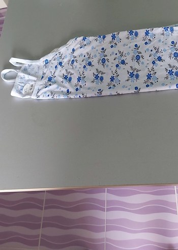 Mavi Çiçek Desenli Kız Çocuk Atlet - Görsel 7