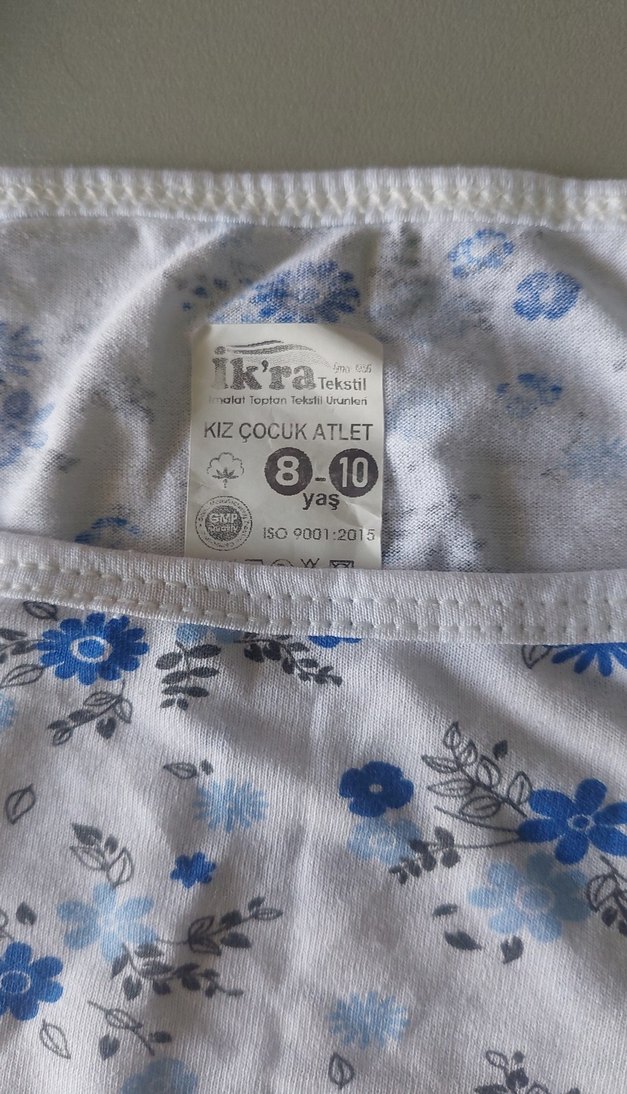 Mavi Çiçek Desenli Kız Çocuk Atlet - Görsel 2