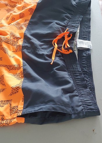 Turuncu Baskılı Erkek Midi Yüzme Şortu - Görsel 5