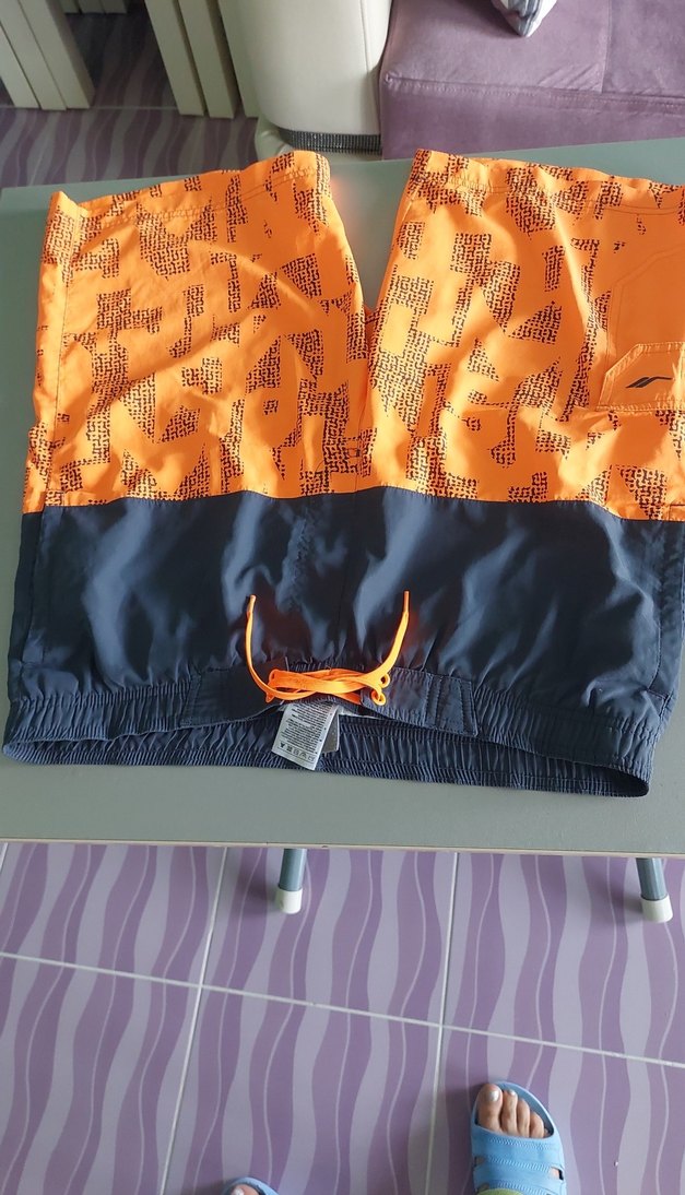 Turuncu Baskılı Erkek Midi Yüzme Şortu - Görsel 2