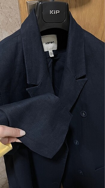 s Beden lacivert Renk KOTON KRUVAZE OVERSIZE BLAZER CEKET