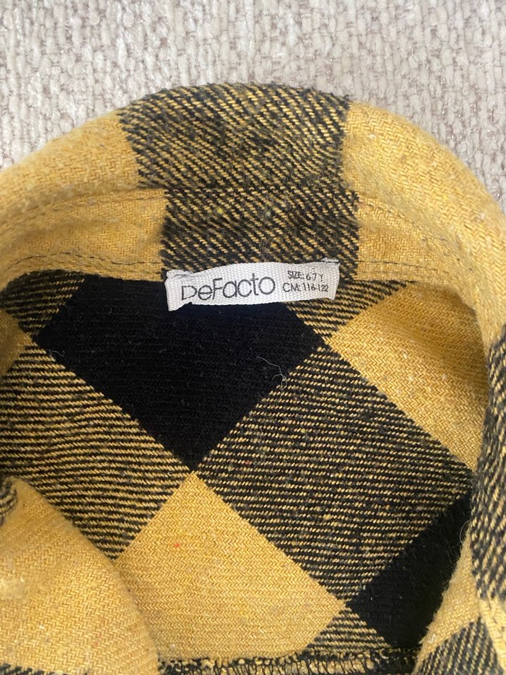 Defacto Sarı Siyah Ekose Düğmeli erkek çocuk Gömlek - Görsel 2