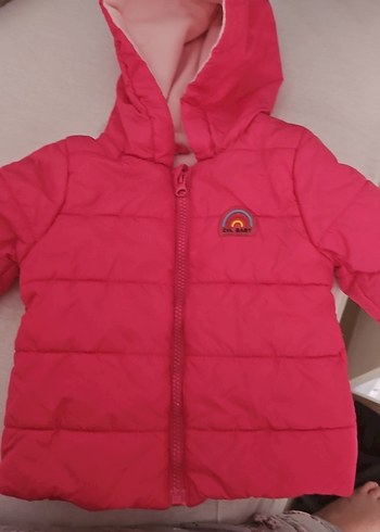 Kız Çocuk Pembe Kapüşonlu Fermuarlı Mont