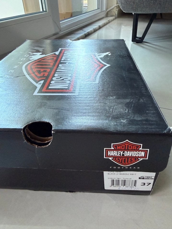 Siyah Deri Harley Kadın Bot - Görsel 5