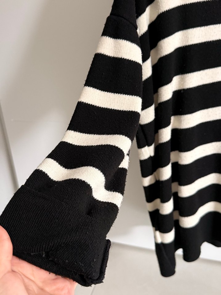 Fahhar marka Siyah-Beyaz Çizgili Örgü Kadın Kazak - Görsel 3