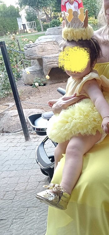 9-12 Ay Beden bebek sarı kostüm elbise