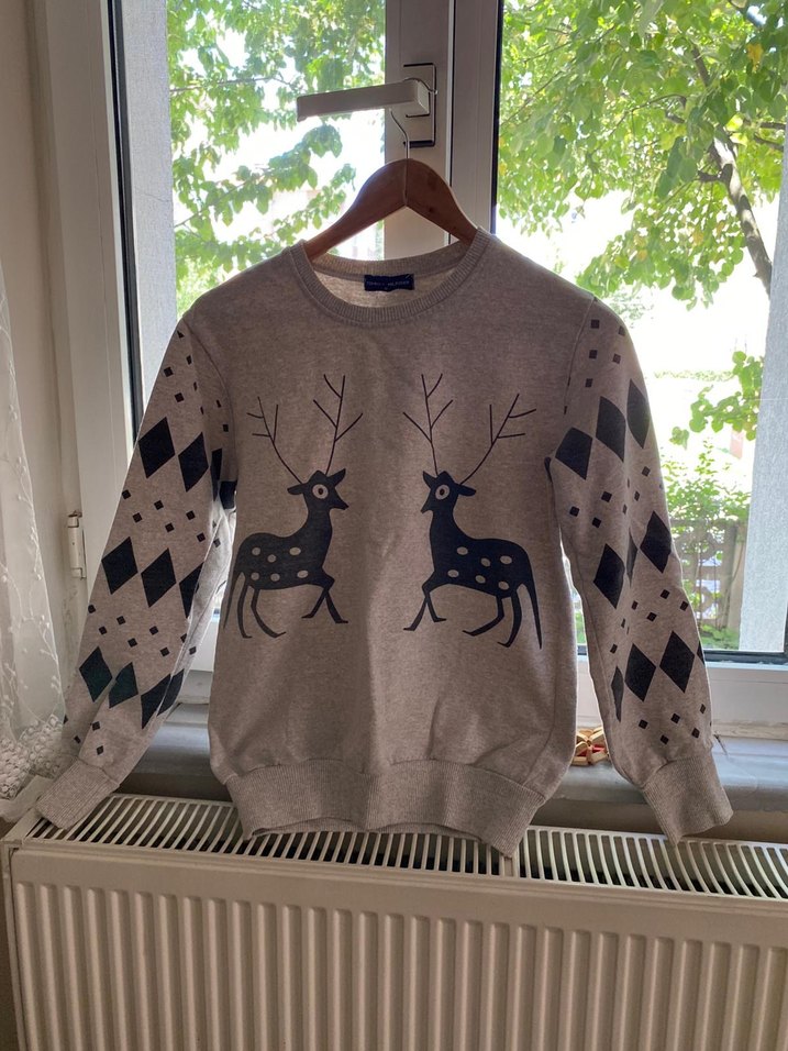 kadın Gri Triko Sweatshirt - Görsel 2