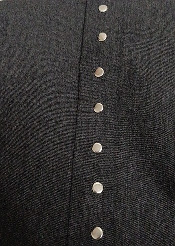 Düğmeli Siyah Kadın Denim Kalem Etek - Görsel 4