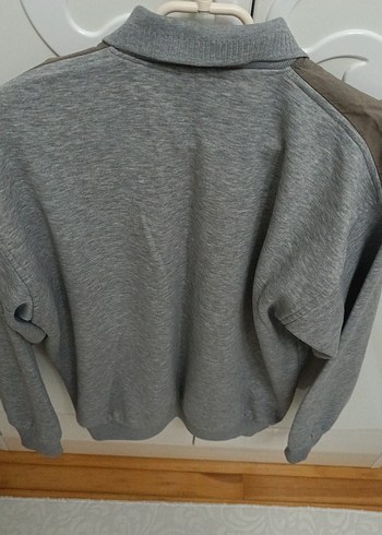 Gri Düğmeli Erkek Keten Sweatshirt - Görsel 5