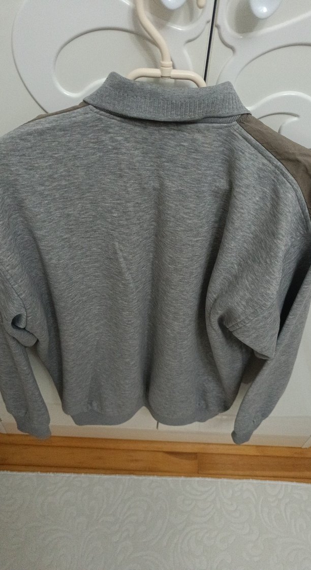 Gri Düğmeli Erkek Keten Sweatshirt - Görsel 5
