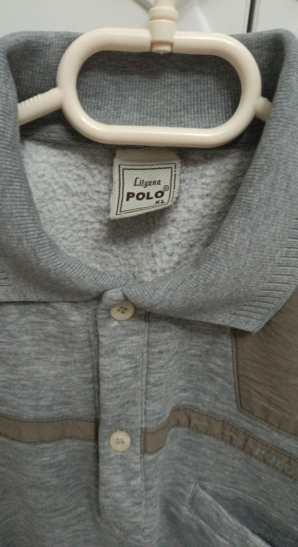 Gri Düğmeli Erkek Keten Sweatshirt - Görsel 4