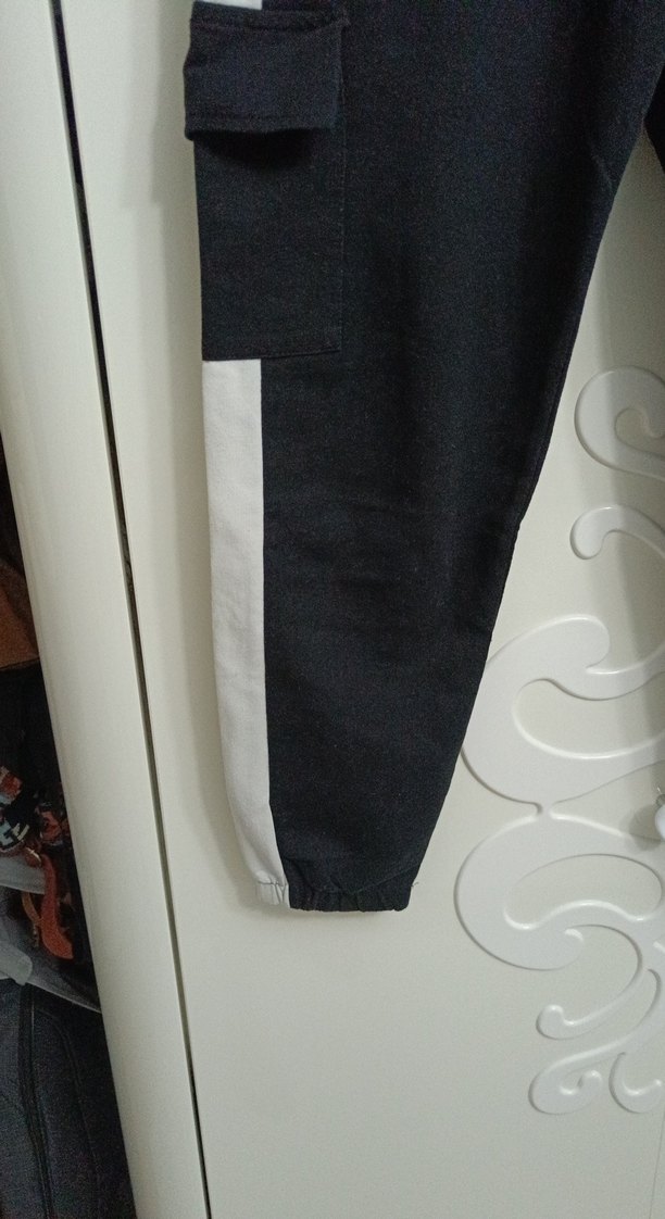 Siyah Gri Bel Bantlı Erkek Eşofman Altı - Görsel 2