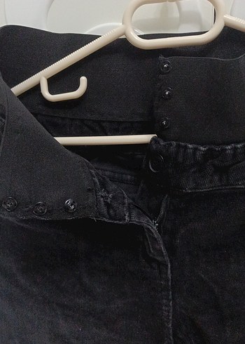 Siyah kadife İspanyol paça fitilli kadife Pantolon - Görsel 5