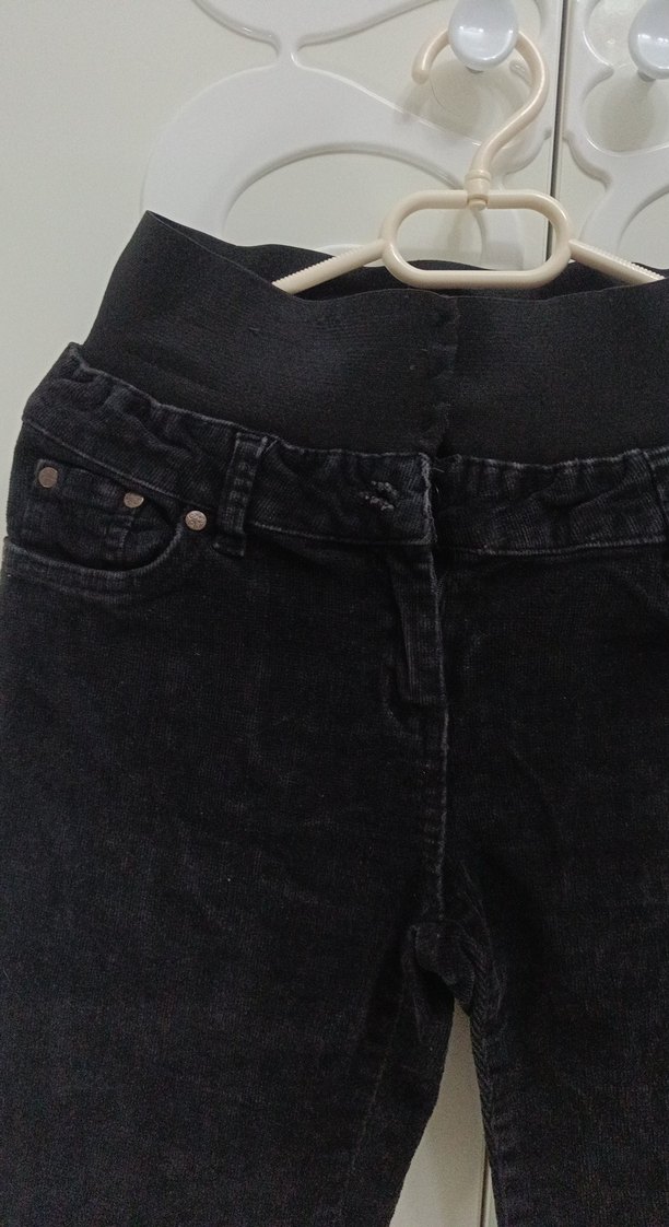 Siyah kadife İspanyol paça fitilli kadife Pantolon - Görsel 3