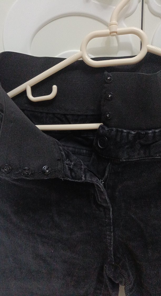 Siyah kadife İspanyol paça fitilli kadife Pantolon - Görsel 5