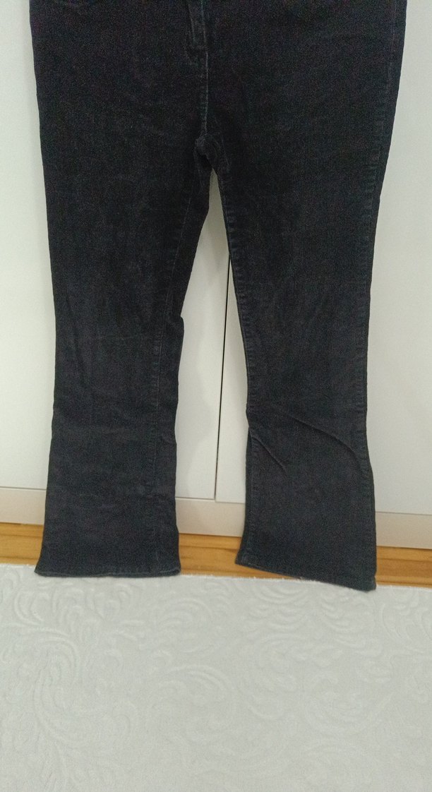 Siyah kadife İspanyol paça fitilli kadife Pantolon - Görsel 2