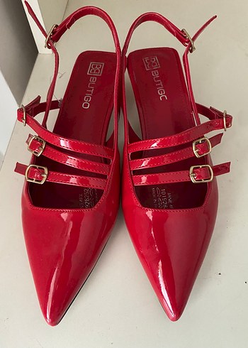 BUTIGO Kırmızı Rugan Stiletto Topuklu Kadın Ayakkabı