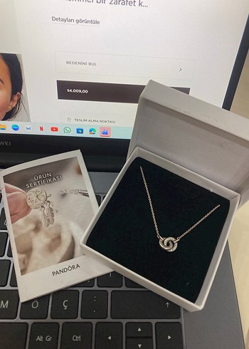 Pandora Gümüş Renk içe içe halka Detaylı Kolye - Görsel 2