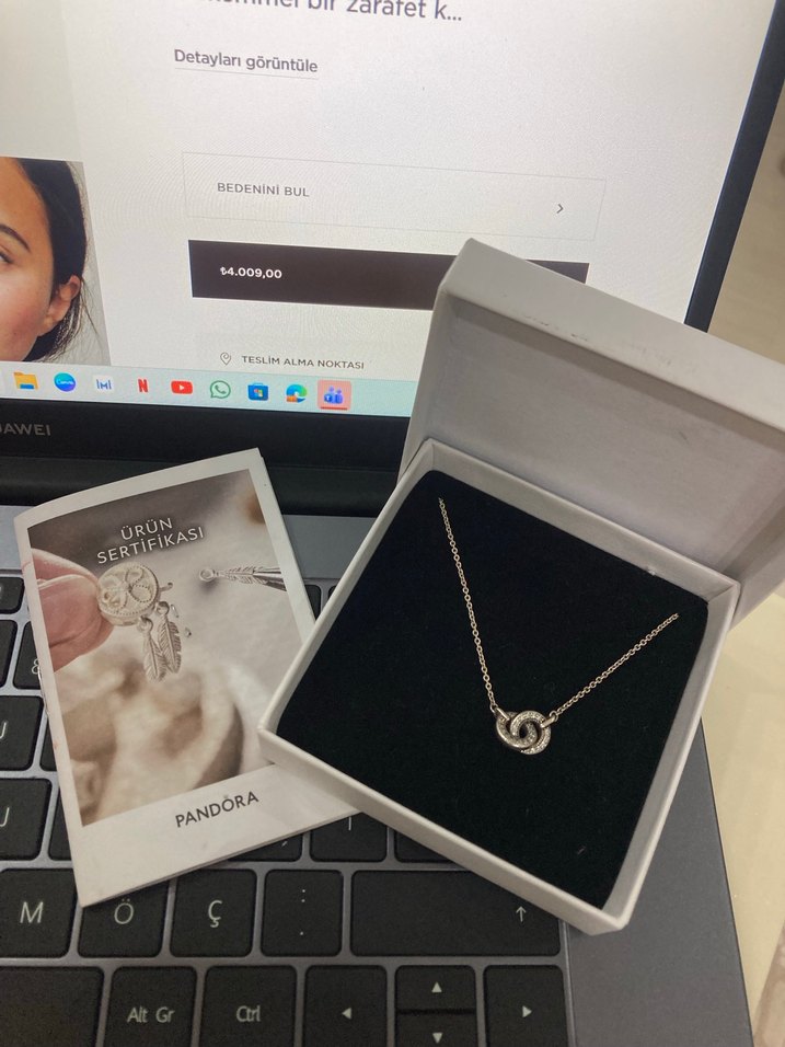 Pandora Gümüş Renk içe içe halka Detaylı Kolye - Görsel 2