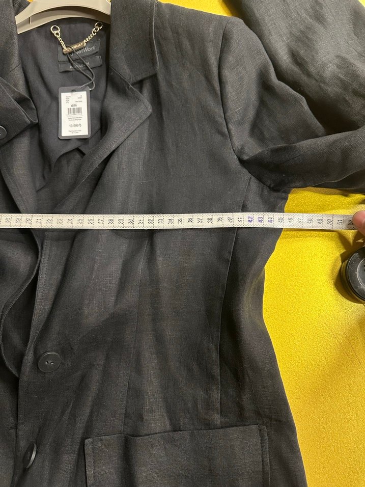 NetWork Zincir Detaylı SİYAH KETEN Kadın Blazer Ceket - Görsel 3