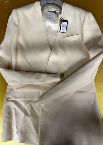 Beyaz Düğmeli Kadın CEKET - Görsel 2